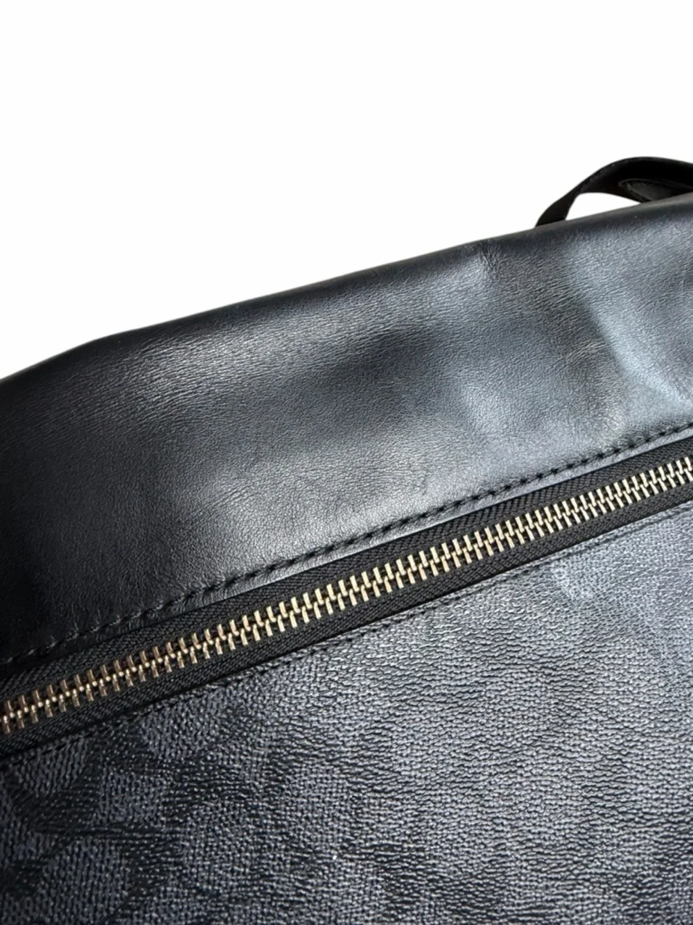 COACH Black‎ Gray Signature Canvas and Leather Messenger Bag Metropolitan Canvas